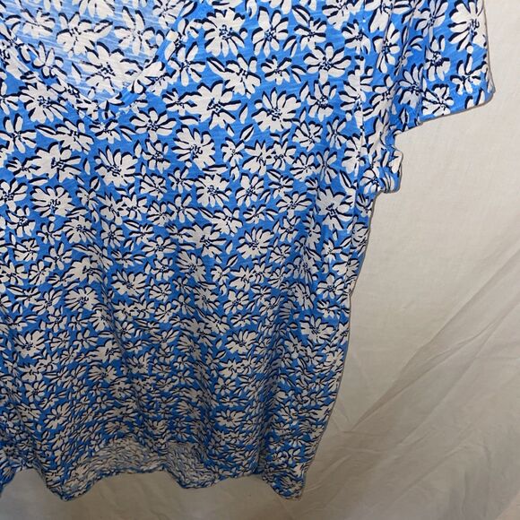 Lilly Pulitzer Womens Activewear Blouse Size Large Blue Floral Athleisure - Picture 7 of 12